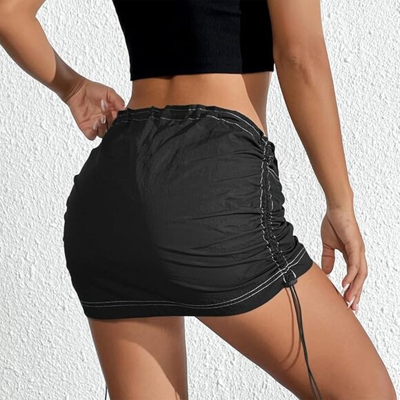 Sz M Cargo Mini Skirt Drawstring Sexy Skirt Low Rise with Pocket X003XIJ0BH - Picture 4 of 7